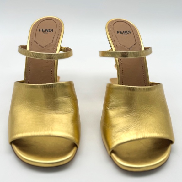 Fendi First Gold F Mule Heels - Picture 7 of 9